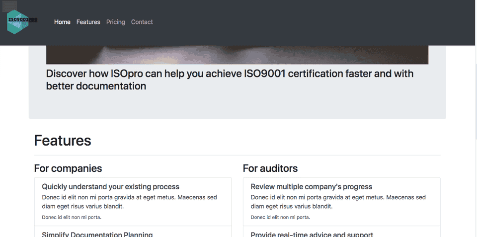 landing page